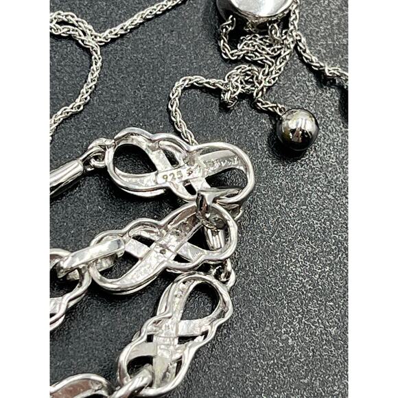 Zales Sterling Silver 925 Infinity Link Diamond Accent Adjustable Bolo Bracelet - Picture 5 of 7